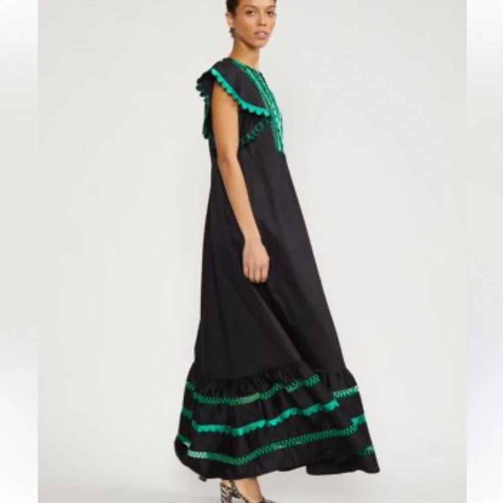 Cynthia Rowley Nairobi Kaftan Maxi Dress with Green Embroidery small - Picture 2 of 8